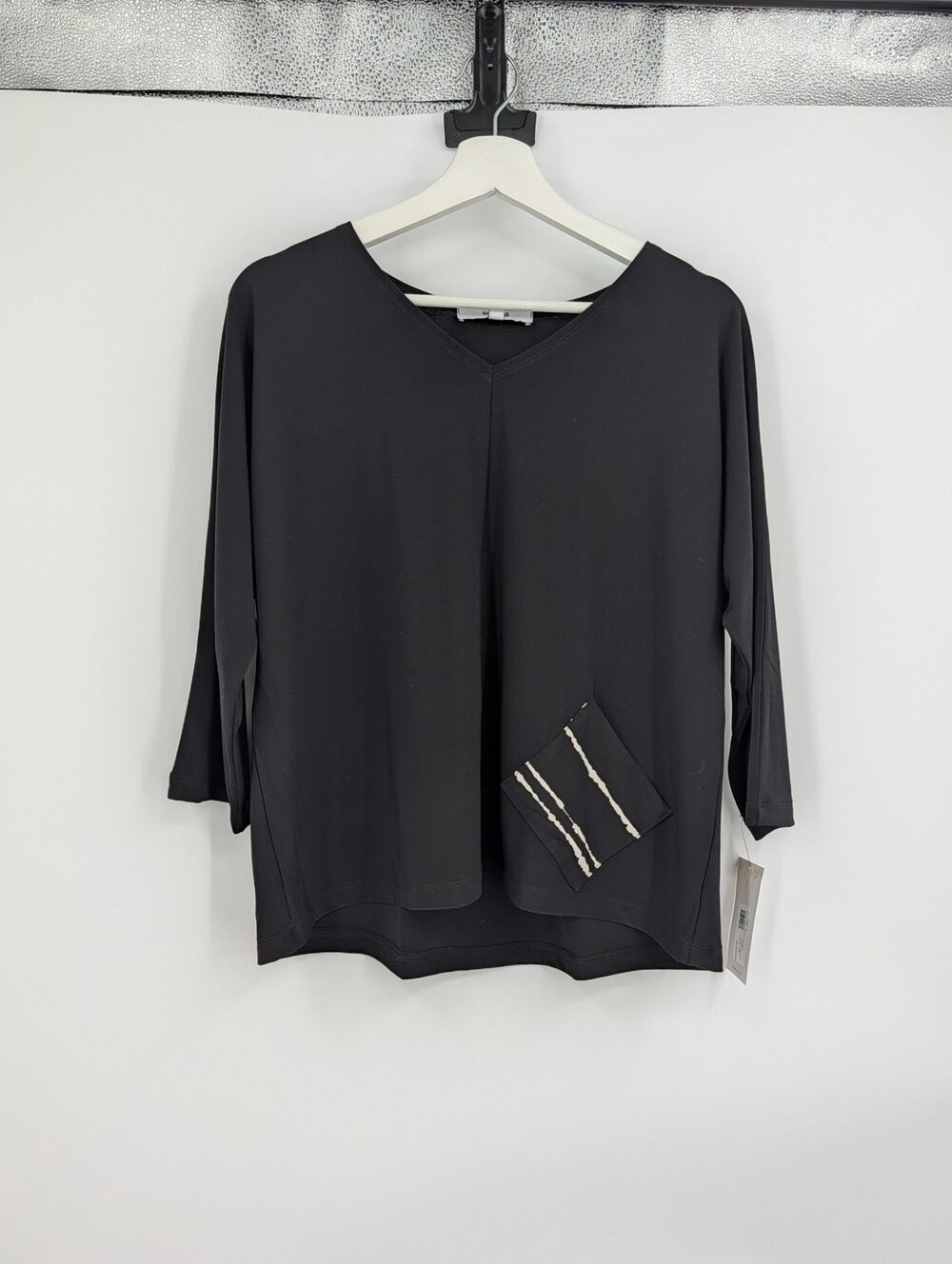 NWT Sympli Revel Top - Cecily Print Pocket Black 3/4 Sleeve Sz 10 Career Office